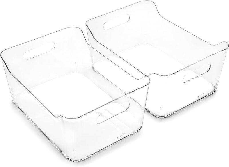 Photo 1 of 
BINO | Plastic Storage Bins, Large - 2 Pack, Clear | THE SOHO COLLECTION | Pantry Organizers and Storage Containers Fridge Organizer Bins Kitchen Cabine