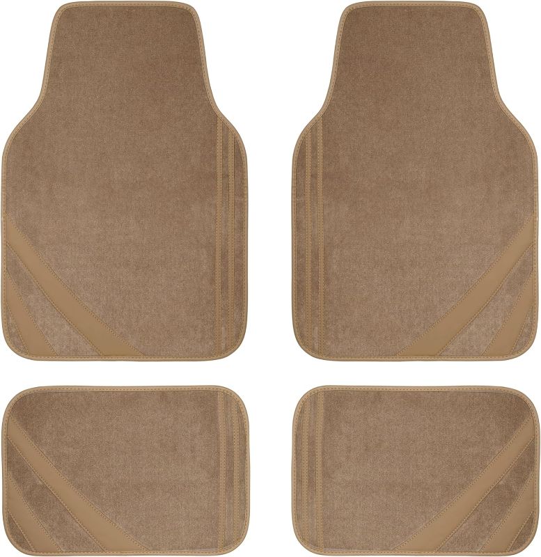 Photo 1 of 
CAR PASS Beige Car Floor Mats, Edge Leather Waterproof Car Mats with Double Stitch Line and Anti-slip Backing Design, Fit 95% Automotive,SUVS,Sedan,Vans