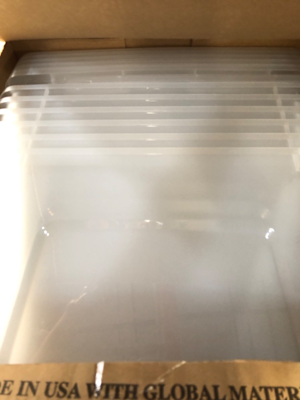 Photo 2 of **MINOR DAMAGE READ NOTES**
IRIS USA 54 Qt Clear Plastic Storage Box with Latches, 6 Pack