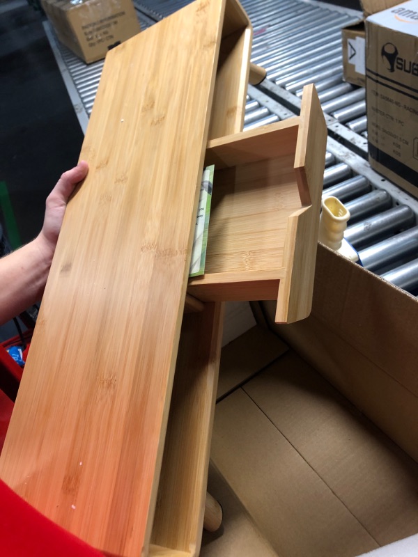 Photo 1 of Homerays Bamboo Monitor Stand Riser, No Assembly Required Exquisite Monitor Stand with Drawer Ergonomic Height Wood Monitor Stand