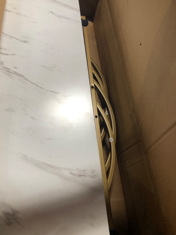 Photo 2 of (item has minor damage)Tribesigns Modern Console Table with Gold Base, 40 inch Geometric Entryway Sofa Table