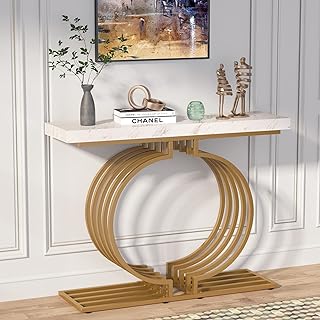 Photo 1 of (item has minor damage)Tribesigns Modern Console Table with Gold Base, 40 inch Geometric Entryway Sofa Table