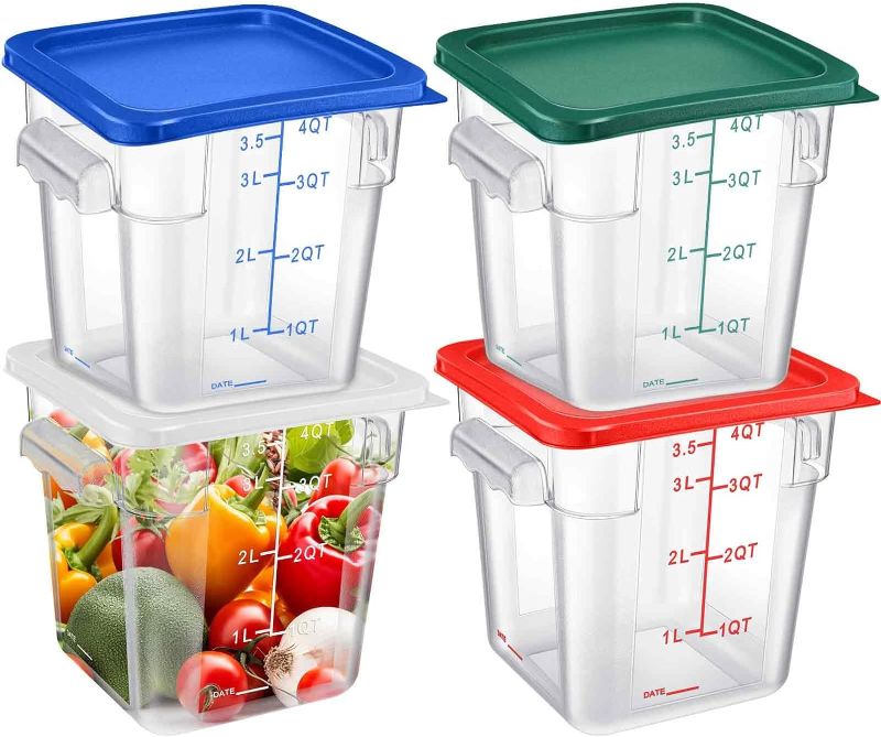 Photo 1 of ***STOCK PHOTO FOR REFERENCE ONLY - ACTUAL ITEM MAY DIFFER***
4 Pcs  Food Storage Container with Lids Set Square Clear (Multicolor)
