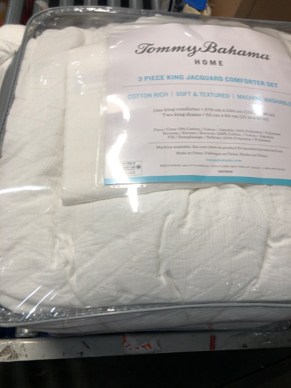 Photo 2 of **MINOR DAMAGED** READ NOTES**
Tommy Bahama - King Comforter Set, Soft Bedding with Matching Shams, Basketweave Textured Home Decor (Wicker Solid White, King)
