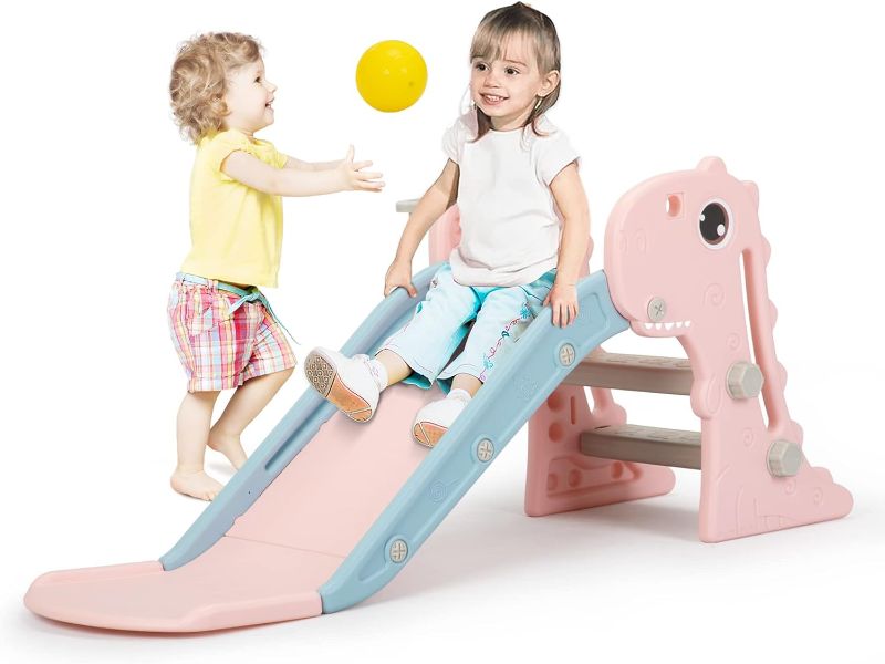 Photo 1 of 
Nyeekoy 3 in 1 Toddler Slide, Baby Slide Climber Folding Playset with Basketball Hoop and Ball, Indoor and Outdoor Playground for Kids