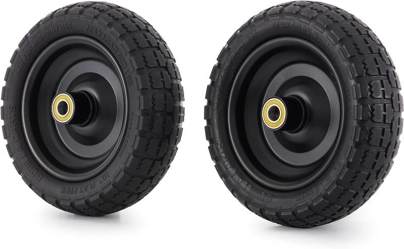 Photo 1 of 
Gorilla Carts 10 Inch No Flat Replacement Wheel, Pneumatic Flat Free Cart Tires for Utility Garden Cart, Wheelbarrow, Dolly, and Wagon (2 Pack)