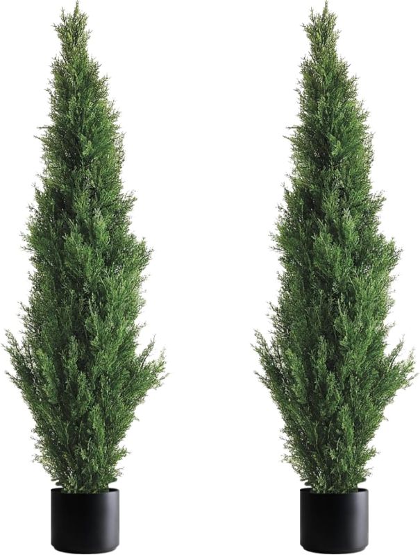 Photo 1 of 
Two 5 Foot Outdoor Artificial Cedar Trees Potted Plants