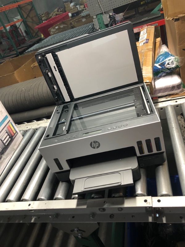 Photo 9 of ***USED - POWERS ON - UNABLE TO TEST FURTHER - POWER CABLE AND PRINTER ONLY - NO OTHER ACCESSORIES - SEE PICTURES***
HP Smart -Tank 7301 Wireless All-in-One Cartridge-free Ink Printer, mobile print, scan, copy, automatic document feeder (28B70A), Gray