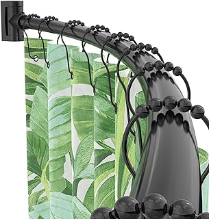 Photo 1 of  Adjustable Arched Curved Shower Curtain Rod Rustproof Expandable Aluminum Metal Shower Rod 38-72 Inches Telescoping Design Exquisite Customizable for Bathroom,Need To Drill,Black