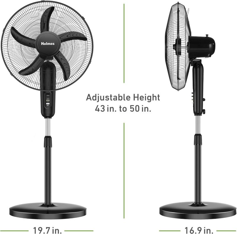 Photo 5 of (READ FULL POST) HOLMES 18" Stand Fan with 80° Oscillation, 3 Speeds, 5 Blades 12" Table Fan with 75° Oscillation, 3 Speeds Manual Control + 12" Table Fan 18 Inch Black