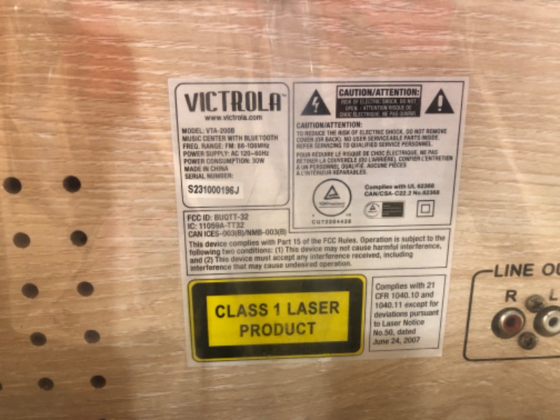 Photo 4 of **NONREFUNDABLE**FOR PARTS OR REPAIR**SEE NOTES**
Victrola Nostalgic 6-in-1 Bluetooth Record Player & Multimedia Center with Built-in Speakers - 3-Speed Turntable, CD & Cassette Player, FM Radio | Wireless Music Streaming | Natural Natural Record Player
