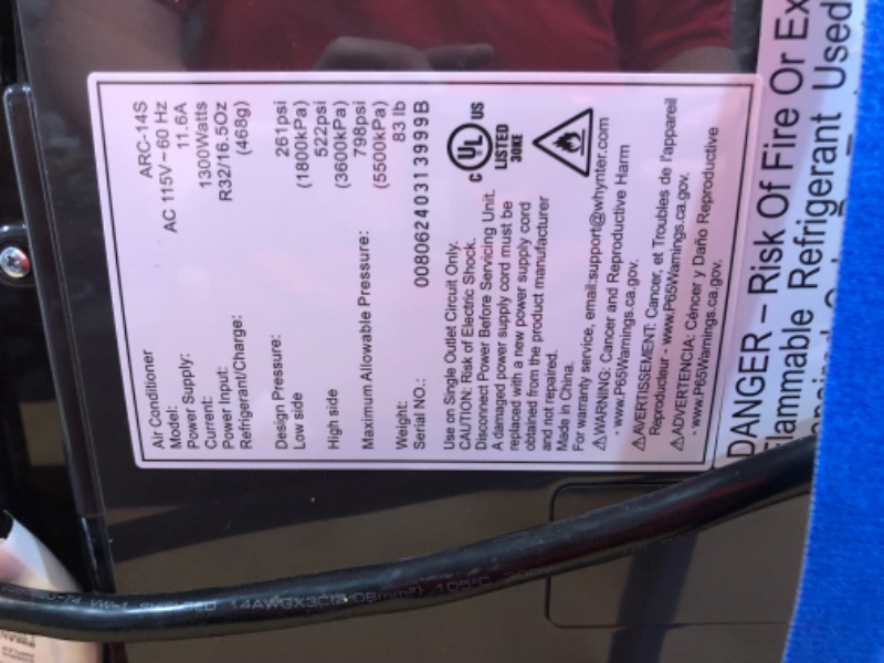 Photo 9 of ** is still in roginal packing, may have damage from shipping and handling**
Whynter Portable Air Conditioner 14,000 BTU,for 500 Sq Ft Rooms  AC Unit Only