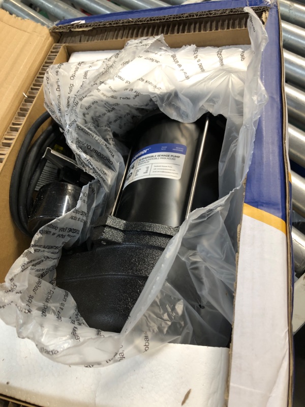 Photo 1 of Acquaer 3/4HP Sewage Pump Submersible, 6400 GPH Cast Iron Sump Pump with Automatic Integrated Vertical Float Switch and Piggyback Plug, 2'' NPT Discharge Basements Pump for Wastewater, Sewer 3/4HP Sewage Pump with Vetical Float