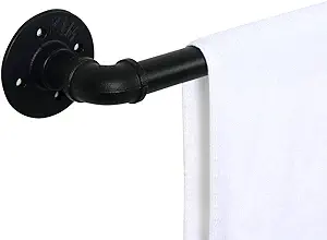 Photo 1 of (NON-REFUNDABLE) 24 Inch Industrial Pipe Towel Bar, Farmhouse Rustic Towel Holder, Vintage Style Towel Rod for Bathroom, Wall Mounted, Matte Black
