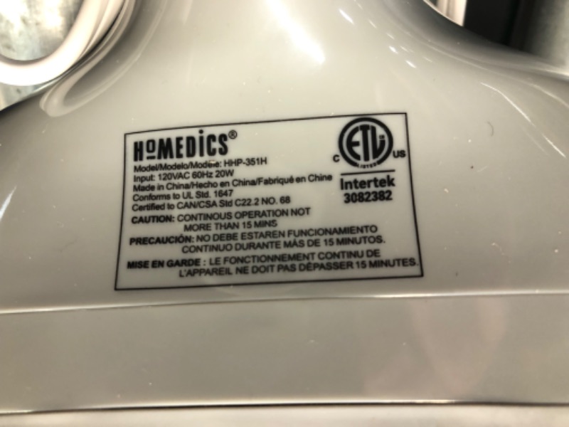 Photo 5 of ***USED - LIKELY MISSING PARTS - UNABLE TO TEST***
Homedics Back Massager - Heated Automatic Percussion Back, Body and Neck Massager with Duel Pivoting Heads, Interchangeable Nodes, for Shoulders, Legs and Feet, White