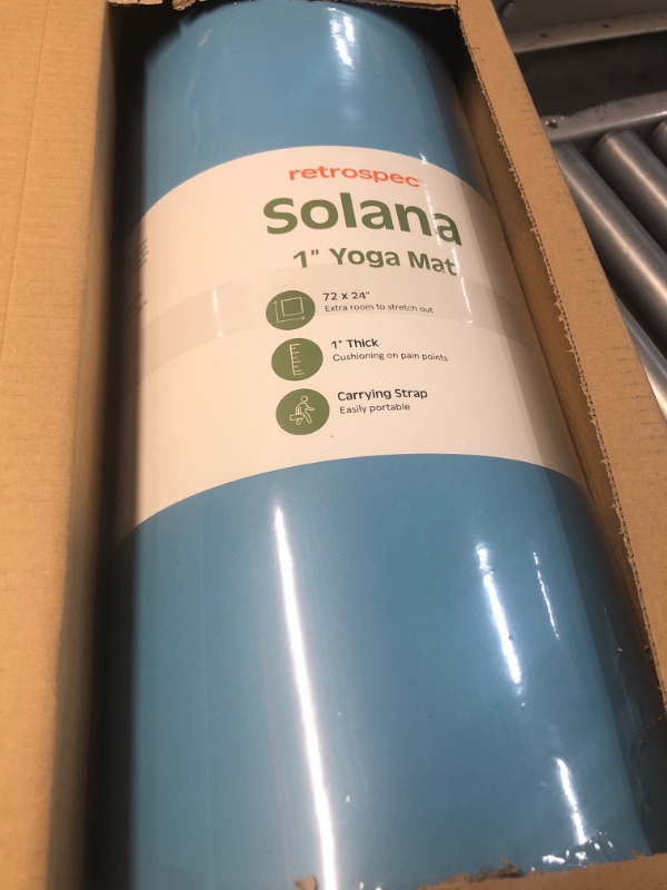 Photo 3 of **(MINOR DAMAGE/ SEE NOTES)** 
Retrospec Solana Yoga Mat 1" Thick w/Nylon Strap for Men & Women - Non Slip Exercise Mat for Home Yoga, Pilates, Stretching, Floor & Fitness Workouts Blue Mist 1 inch