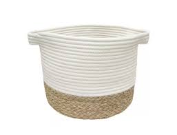 Photo 1 of allen + roth Rope and sea grass (12-in W x 9.5-in H x 12-in D) Beige and Natural Sea Grass Basket
