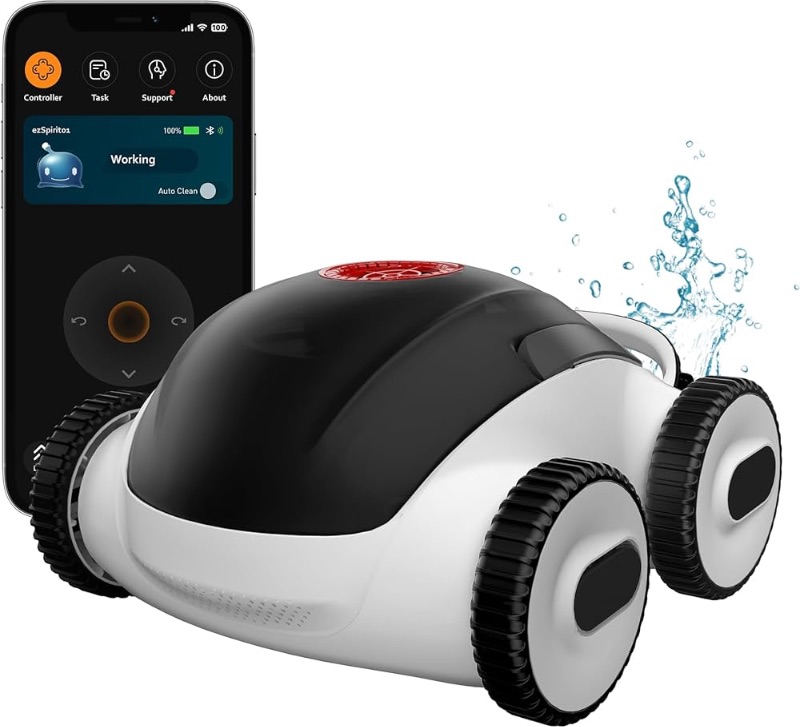 Photo 1 of ***USED - DOESN'T CHARGE OR POWER ON - UNABLE TO TROUBLESHOOT***
Cordless Robotic Pool Cleaner, Automatic Pool Vacuum with App, Lasts up to 240 Mins, Ultra-fine Dual Filter Ideal for Above/In-Ground Pools up to 1,076 Sq.ft