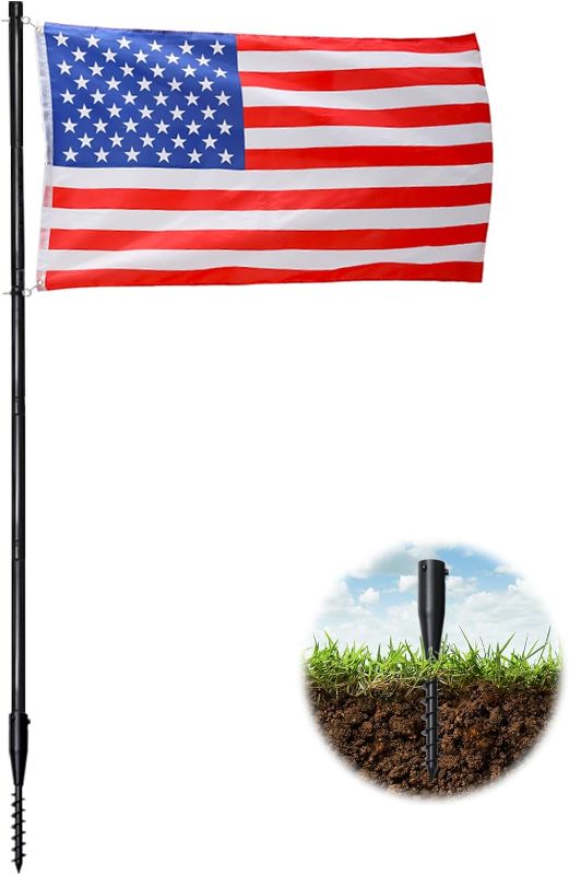 Photo 1 of ***STOCK PHOTO REFERENCE ONLY***
Garden Flag Pole Kit, 1.5" Diameter, Rust Resistant, Includes 3x5 FT American Flag, Ground Stake, Auxiliary Pole, 9 Short Poles, Patriotic Theme