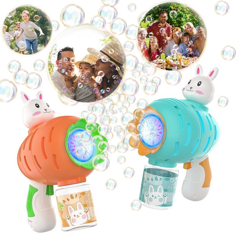 Photo 1 of ***STOCK PHOTO REFERENCE ONLY***
EagleStone Bubble Gun Machine 2 Pack for Kids Toddlers, 10 Hole Bunny Bubble Wand Blaster, Automatic Bubble Blower with LED Lights, Bubble Solution for Outdoor, Wedding Party Favor