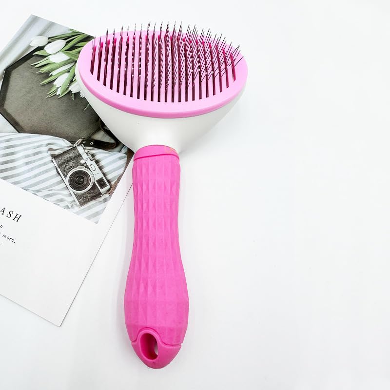 Photo 1 of **2-PACK BUNDLE**
Pet Hair Brush, Dog Cat Hair Removal Grooming Tool for Dense and Loose Fur, Lightweight Self-Cleaning, Grooming Brush, Detangling Slick Brush with Auto Release Button to Remove Loose Hair (Pink)…