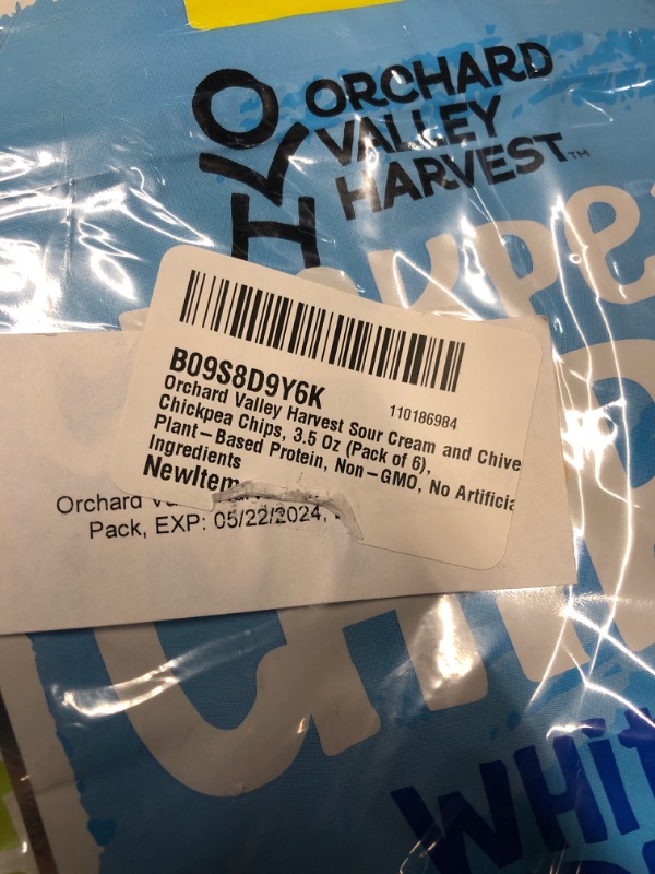 Photo 2 of ***(EXP:05/22/2024 )NONREFUNDABLE***Orchard Valley Harvest Sour Cream and Chive Chickpea Chips, 3.5 Oz Resealable Bag, Plant-Based Protein, Non-GMO, No Artificial Ingredients Variety Pack 3.67 Ounce (Pack of 6)