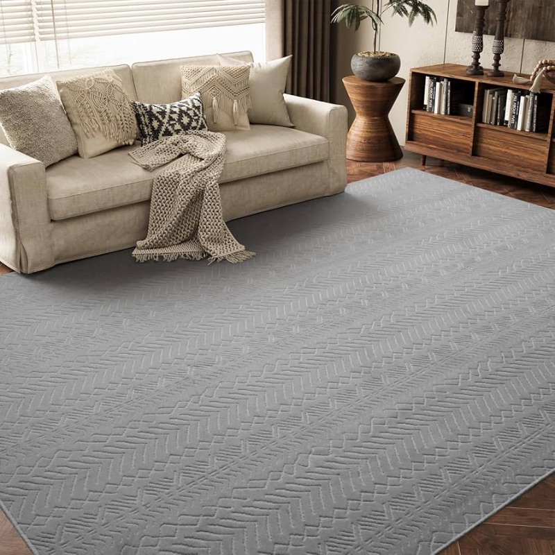 Photo 1 of  Area Rug - 8' x 10', Grey, Modern Ombre Tonal Chic Design, Non-Shedding & Easy Care, Ideal for High Traffic Areas in Living Room, Bedroom (VSN606D)