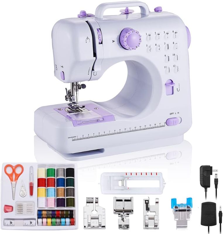 Photo 1 of **MISSING FOOT PEDAL**
Sewing Machine Portable mini Electric Sewing Machine for beginners 12 Built-in Stitches 2 Speed with Foot Pedal?Light, Storage Drawer.