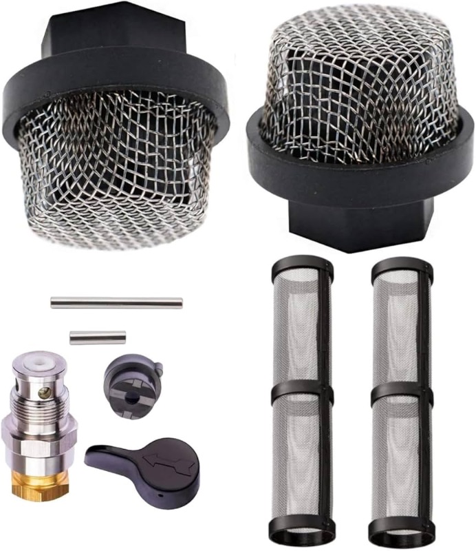 Photo 1 of (1+2+2pk) 235014 Prime Spray Valve & 246385 7/8-Inch UNF Inlet Strainer Screen & 246384 Pump Manifold Strainer Replacement kit for Graco 390 395 490 495 595 Airless Paint Sprayer