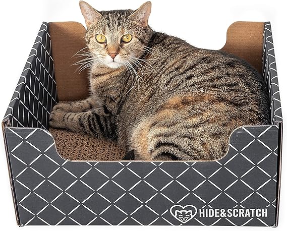 Photo 1 of ***CHECK CLERK NOTES*** Hide & Scratch Extra-Large Heavy Duty Cardboard Cat Scratcher Box and Cat Bed with Refillable Scratch Pad