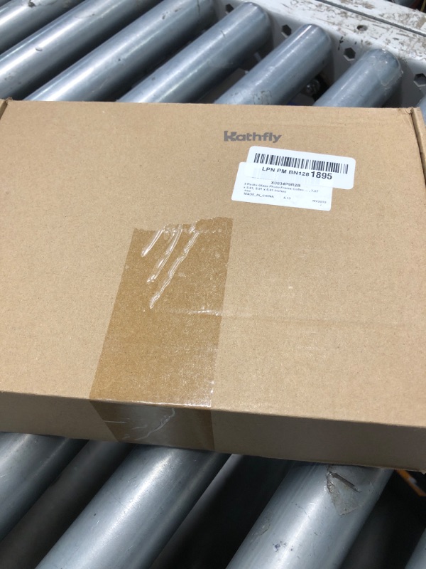 Photo 1 of 3 Packs Glass Photo Frame Collection Gold Floating Frame Simple Metal Geometric Picture Frame with Glass Cover for Weddings Frame Stand for Art Display, 8.66 x 6.69, 7.87 x 5.91, 5.91 x 5.91 Inches