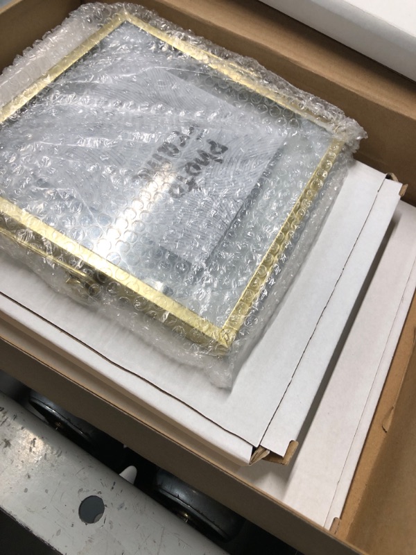 Photo 1 of 3 Packs Glass Photo Frame Collection Gold Floating Frame Simple Metal Geometric Picture Frame with Glass Cover for Weddings Frame Stand for Art Display, 8.66 x 6.69, 7.87 x 5.91, 5.91 x 5.91 Inches