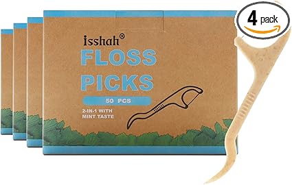 Photo 1 of ***check clerk notes*** Natural Dental Floss Picks - 200 Count - BPA Free, Vegan, Sustainable, Eco Friendly, Natural Dental Flossers by Isshah (Mint)