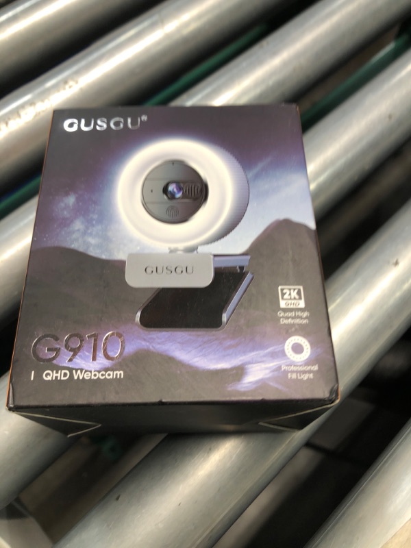 Photo 2 of ***FACTORY SEALED*** GUSGU G910 2K Quad HD Webcam for PC, with Microphone & Light & Privacy Cover, Web Camera for Desktop Computer/Laptop/MacBook, USB Streaming Camera