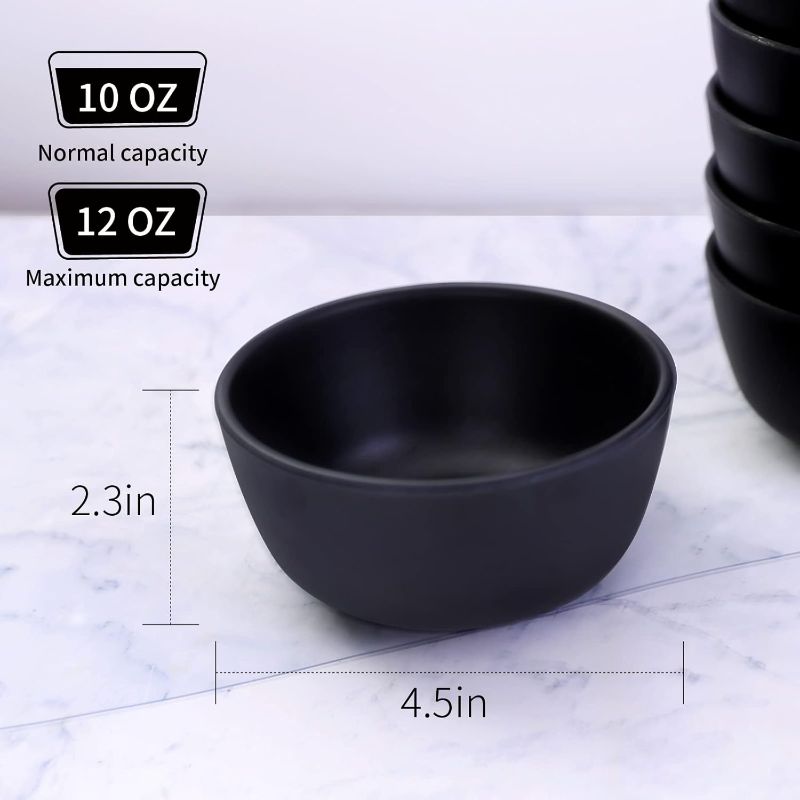 Photo 4 of (READ FULL POST) TP Unbreakable Soup Bowls, 10 Ounce Melamine Bowls Set, 4.5" Cereal Bowl, Black Bowls for Cereal Soup Rice Pasta Salad Oatmeal, Chip Resistant, Set of 4