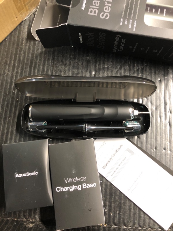 Photo 2 of (READ FULL POST) Aquasonic Black Series Ultra Whitening Toothbrush – ADA Accepted Electric Toothbrush- 8 Brush Heads & Travel Case – 40,000 VPM Electric Motor & Wireless Charging - 4 Modes w Smart Timer