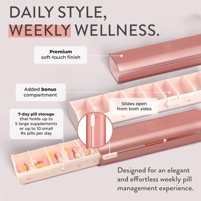 Photo 2 of (READ FULL POST) Mimi Medcessories 7 Day Pretty Pillbox | Wide Weekly Pill Organizer | for Vitamins Supplements & Pills | Ideal for Travel The Gym The Office Pregn