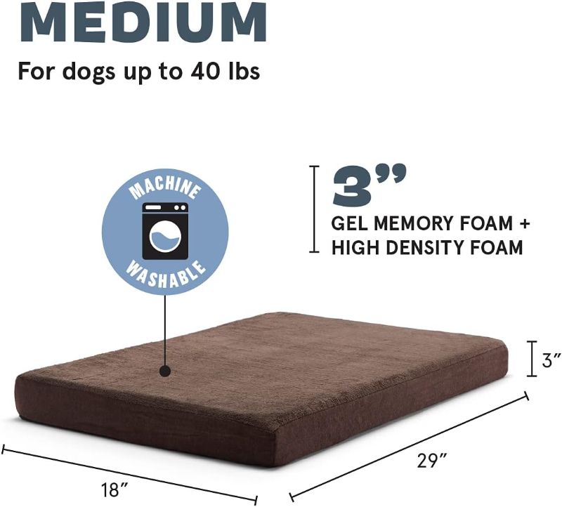 Photo 3 of (READ FULL POST) Barkbox Orthopedic Dog Bed | Comfortable Memory Foam Mattress for Joint Relief | Head and Neck Support Waterproof with Non Skid Bottom | Calming Durable Bed with Washable Cover | Medium, Espresso
