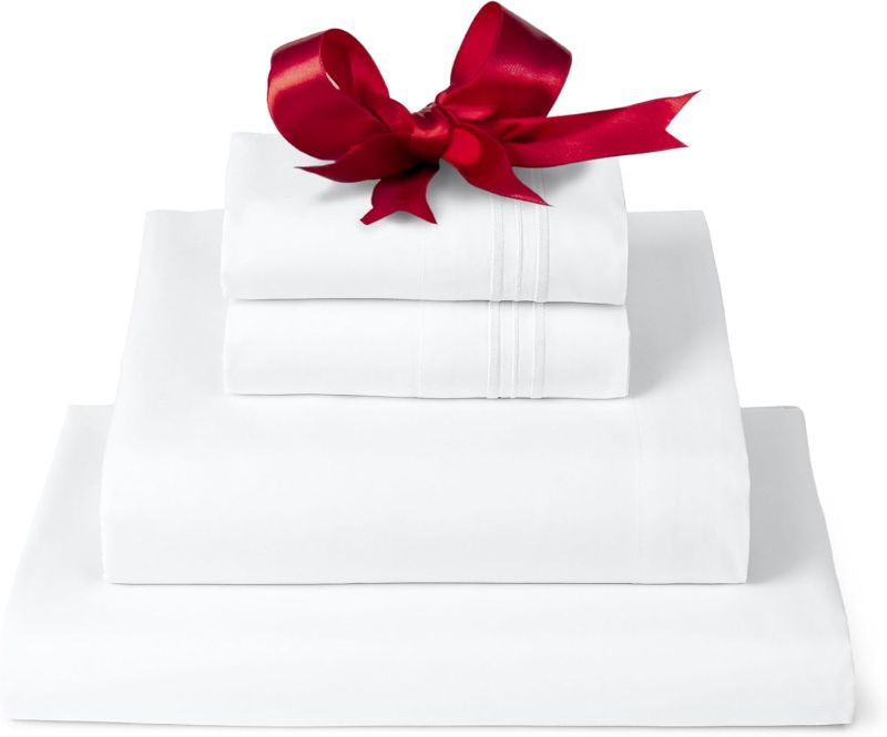 Photo 1 of **SIMILAR TO STOCK PHOTO/BEIGE COLOR** 
Mellanni Queen Sheets Set - 4 PC Iconic Collection Bedding Sheets & Pillowcases - Hotel Luxury, Extra Soft, Cooling Bed Sheets - for Women, Men, Kids & Teens SANDY