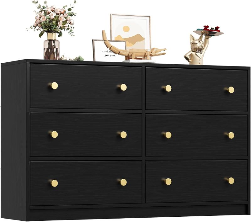 Photo 1 of (WHITE NOT BLACK) Nicehill 6 Drawers Dresser for Bedroom, Fabric Storage Tower, Dresser & Chest of Drawers Organizer?Storage Cabinet, Hallway, Closets, Living Room, Black Wooden Dresser?Black?
