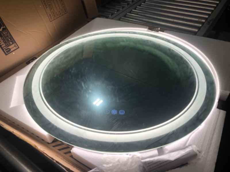 Photo 8 of ***USED - POWERS ON - UNABLE TO TEST FURTHER***
Keonjinn 30 Inch LED Round Bathroom Mirror with Lights Frontlit & Backlit, UL Listed LED Driver, Stepless Color Temperature Dimmable Anti-Fog Circle Lighted Mirror Circular Wall Mounted Vanity Mirror