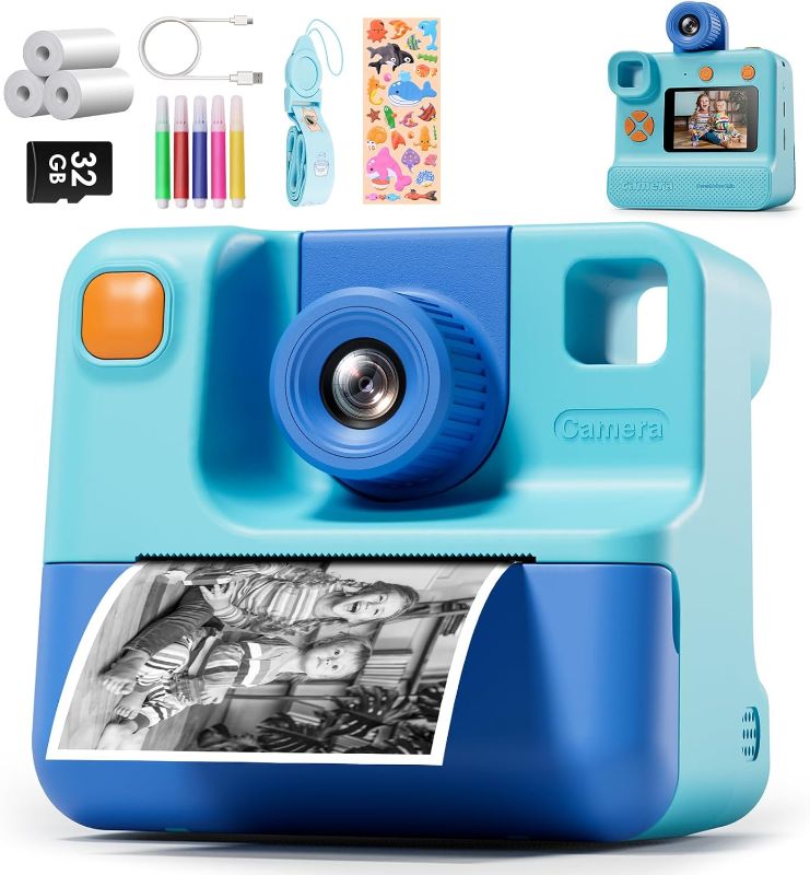 Photo 1 of ***STOCK PHOTO REFERENCE ONLY***Instant Print Camera for Kids, 1080P Kids Instant Cameras,HD Selfie Digital Video Cameras Toddler 3 Rolls Print Paper & 32G Card,Christams Birthday Gifts for Girls Boys Age 3-12 (Blue)