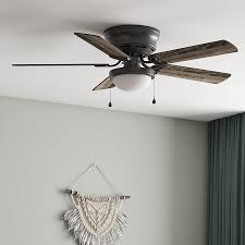 Photo 1 of ***MISSING BULB PART*** Harbor Breeze Armitage 52-in Matte Black with Black/Cocoa Blades LED Indoor Flush Mount Ceiling Fan