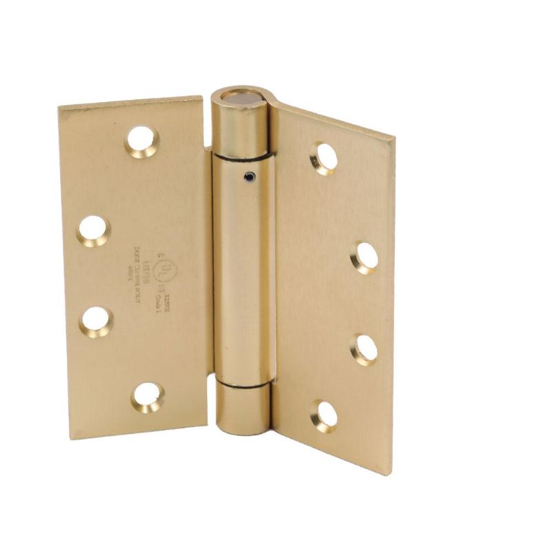 Photo 1 of 4-1/2 in. Square Radius Satin Brass Adjustable Spring Hinge
