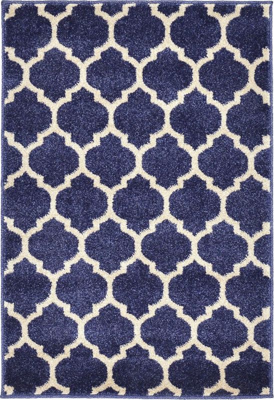 Photo 1 of (READ FULL POST) Trellis Navy Doormat 2 ft. x 5 ft. Accent Area
