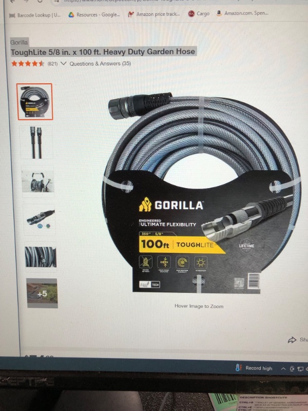 Photo 1 of 
Gorilla
ToughLite 5/8 in. x 100 ft. Heavy Duty Garden Hose



