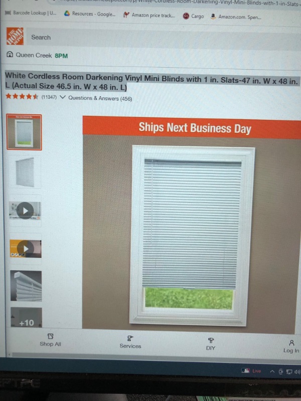 Photo 2 of 
White Cordless Room Darkening Vinyl Mini Blinds with 1 in. Slats-47 in. W x 48 in. L (Actual Size 46.5 in. W x 48 in. L)