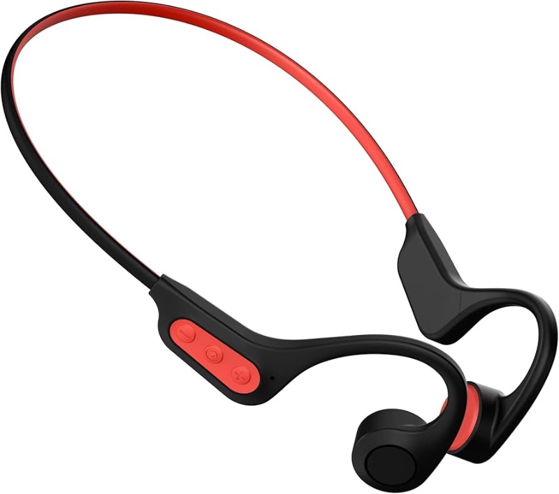 Photo 1 of (READ FULL POST) OCTANDRA Sense Bone Conduction Headphones Open Ear Bluetooth 5.3 Sports Gaming Earbuds IP56 Waterproof Headset with Mic 28g Wireless Earphones for Gym Running Workout PC TV & Phone (X7) (Black & Red)