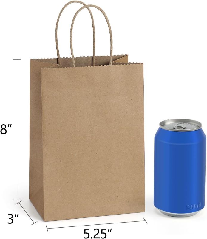 Photo 3 of (READ FULL POST) BagDream Kraft Paper Bags 100Pcs 5.25x3.75x8 Inches Small Paper Gift Bags with Handles Bulk