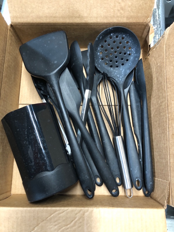 Photo 2 of (READ FULL POST) Silicone Cooking Utensils Set - 446°F Heat Resistant Kitchen Utensils,Turner Tongs,Spatula,Spoon,Brush,Whisk,Kitchen Utensil Gadgets Tools Set for Nonstick Cookware,Dishwasher Safe (BPA Free)